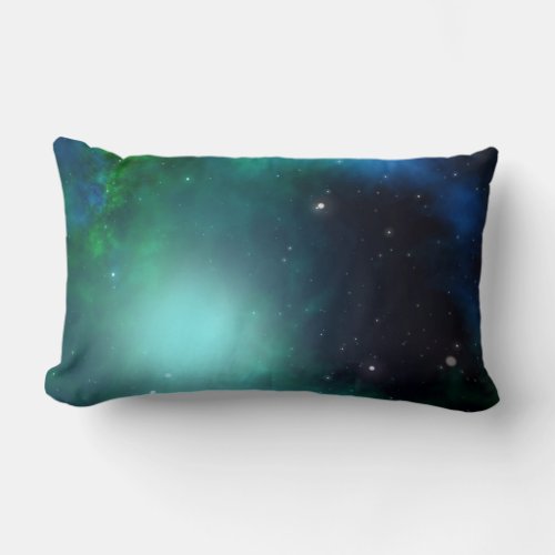 Beautiful Green Nebula filled with Stars Lumbar Pillow