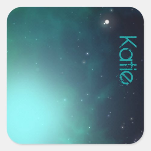 Beautiful Green Nebula filled with Stars Square Sticker