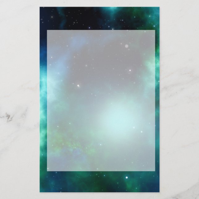Beautiful Green Nebula filled with Stars Stationery (Front)