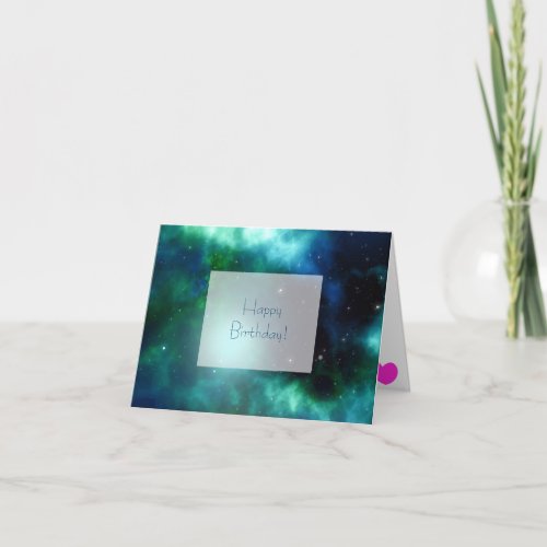 Beautiful Green Nebula Happy Birthday Card