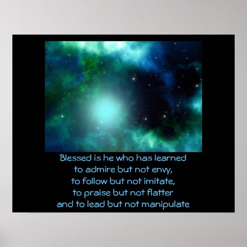 Beautiful Green Nebula with Quote Poster