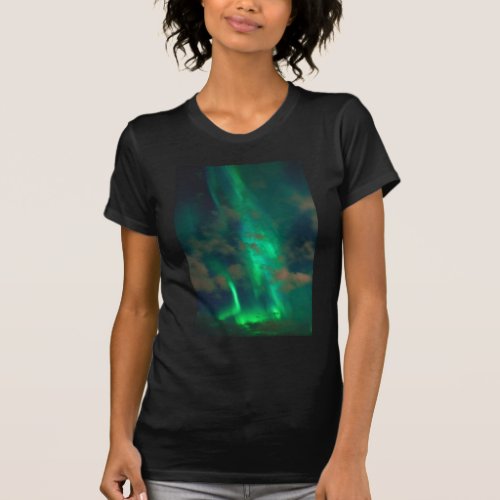 Beautiful Green Northern Lights with Clouds T_Shirt