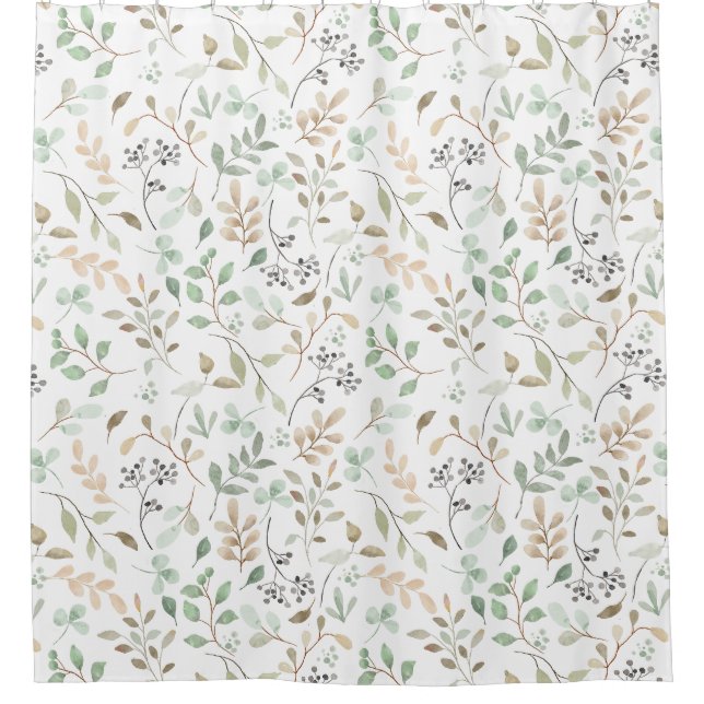 Beautiful Green Orange Blossom Flower Pattern Shower Curtain (Front)