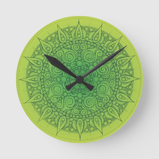 Beautiful Green Oriental Design Round Clock (Front)