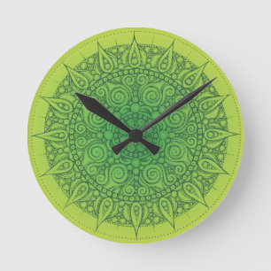 Beautiful Green Oriental Design Round Clock