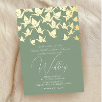 Beautiful Green Origami Paper Crane Wedding
