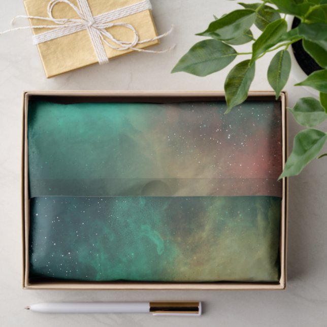 Beautiful Green Outer Space Stars Milky Way Galaxy Tissue Paper (Gift)