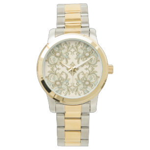 Beautiful Green Pattern with pearl design art Watch