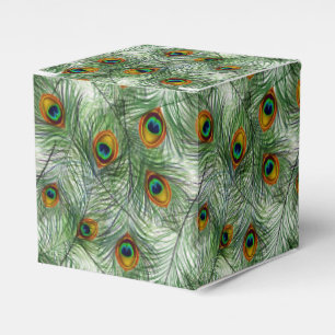 Beautiful Green Peacock Feather Favor Boxes