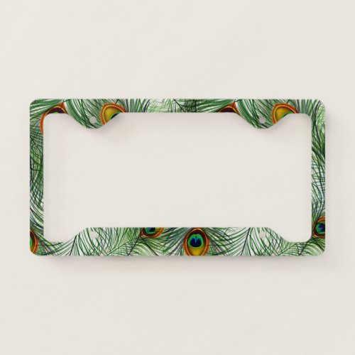 Beautiful Green Peacock Feather License Plate Frame