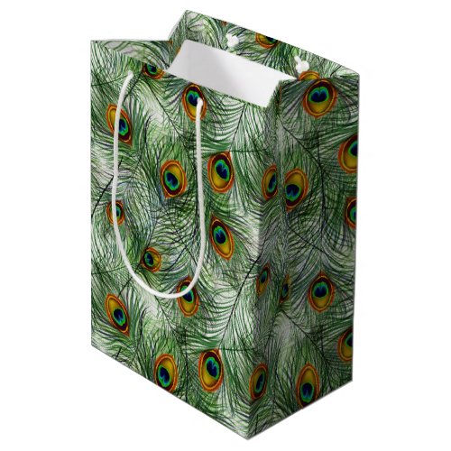 Beautiful Green Peacock Feather Medium Gift Bag