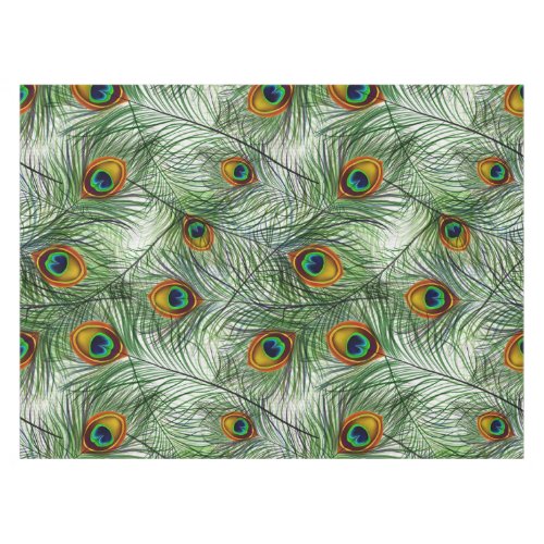 Beautiful Green Peacock Feather Tablecloth