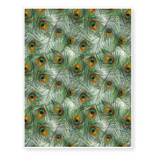 Beautiful Green Peacock Feather Temporary Tattoos
