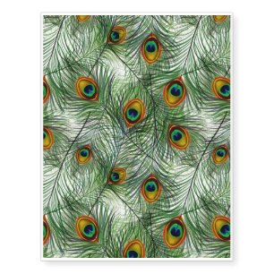 Beautiful Green Peacock Feather Temporary Tattoos
