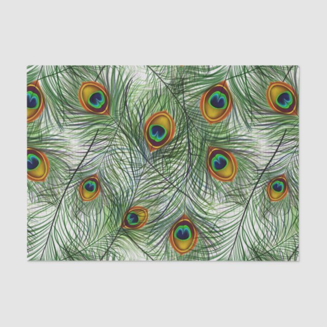 Beautiful Green Peacock Feather Tissue Paper (Front)