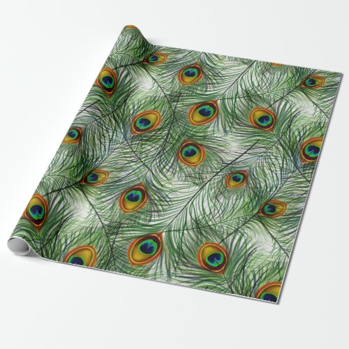 Beautiful Green Peacock Feather Wrapping Paper