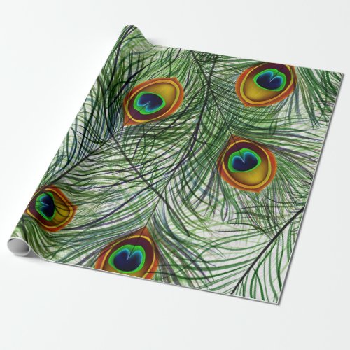 Beautiful Green Peacock Feather Wrapping Paper