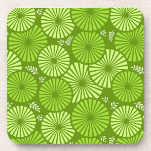 Beautiful, green retro floral Cork Coaster
