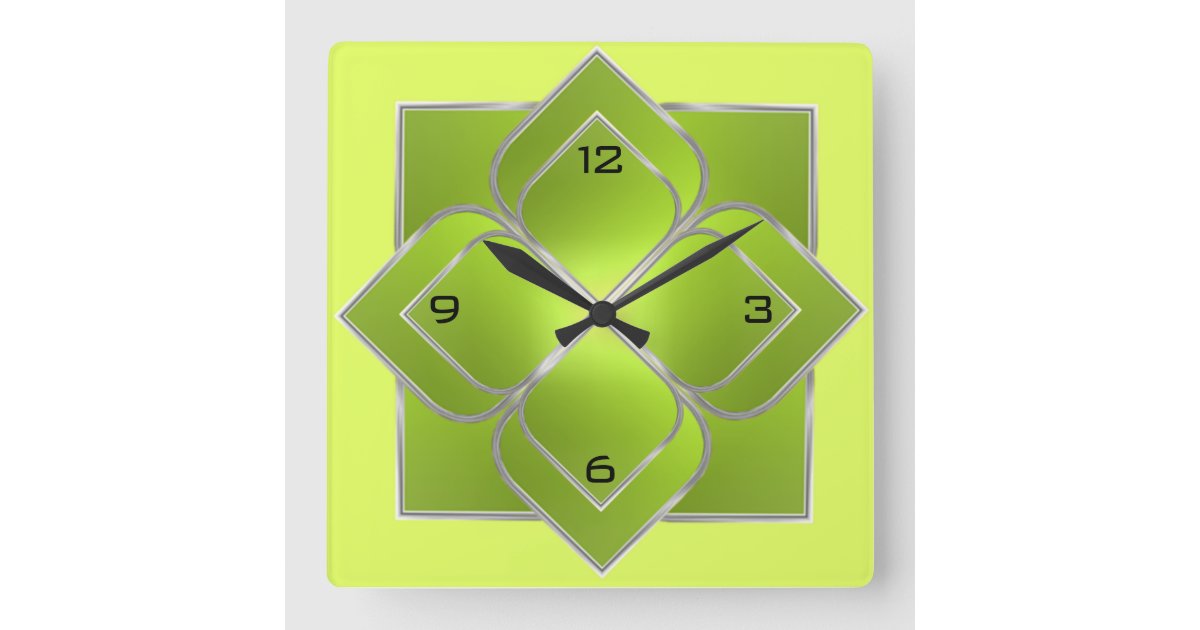 Beautiful green square wall clock Zazzle