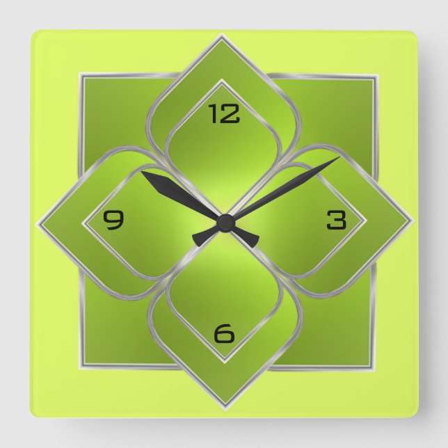 Beautiful green square wall clock (Front)