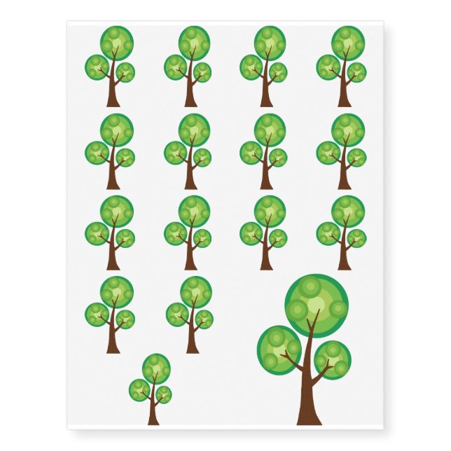 Beautiful Green Tree Temporary Tattoos (Front)