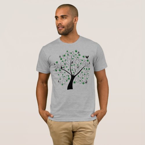 Beautiful green tree with bird T_Shirt