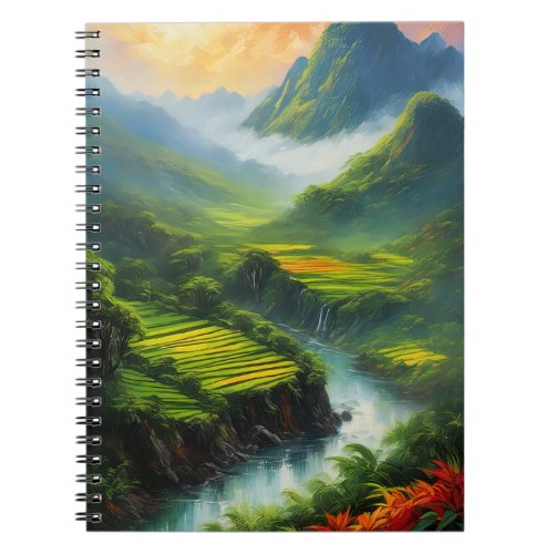 Beautiful Green Valley of Asian Peaks Notebook