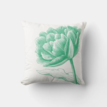 Beautiful Green Vintage Floral Illustration Throw Pillow by heartlockedhome at Zazzle