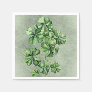 Beautiful Green Watercolor Shamrock Napkins