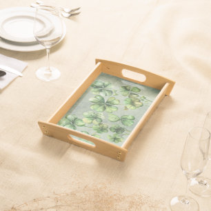Beautiful Green Watercolor Shamrock Serving Tray