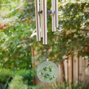 Beautiful Green Watercolor Shamrock Wind Chime