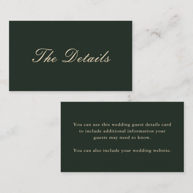 Beautiful Green Wedding Guest Details Enclosure Card (Front/Back)