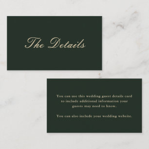 Beautiful Green Wedding Guest Details Enclosure Card
