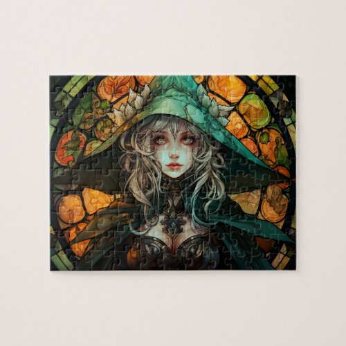 Beautiful Green Witch Halloween Jigsaw puzzle