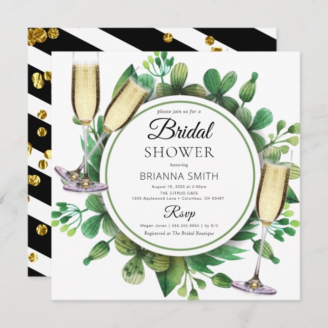 Beautiful Greenery Bridal Shower Invitation (Front/Back)