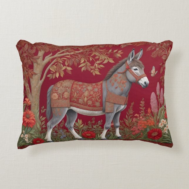 Beautiful Grey Donkey Red Countryside  Accent Pillow (Front)