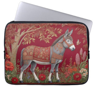 Beautiful Grey Donkey Red Countryside Laptop Sleeve