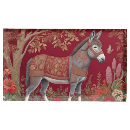 Beautiful Grey Donkey Red Countryside  Place Card Holder