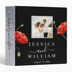 Beautiful Grey Glitter Wedding Photo album  3 Ring Binder