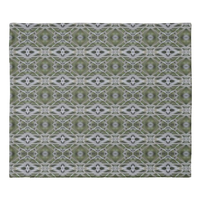 Beautiful Grey Green Mix Reversible Patterned Duvet Cover (Back)