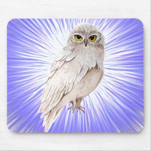 beautiful grey owl mouse pad