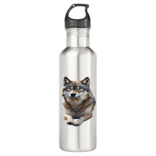 Beautiful Grey Wolf lounging  Stainless Steel Water Bottle