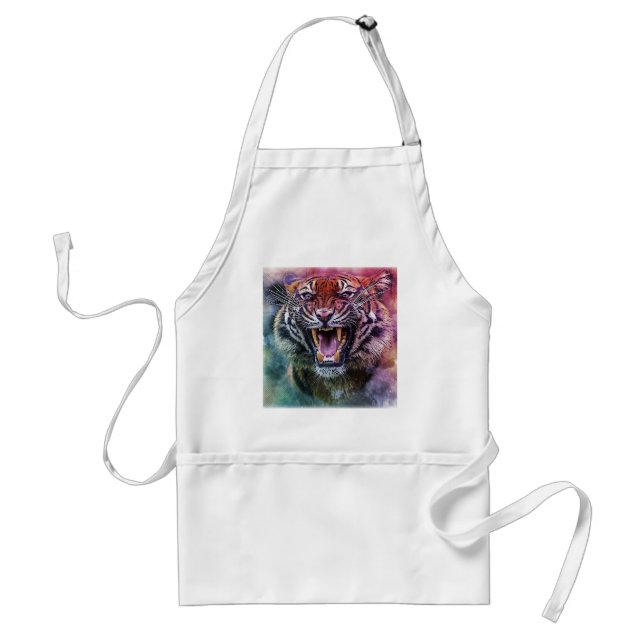 Beautiful Growling Bengal Tiger Face Photo Adult Apron (Front)