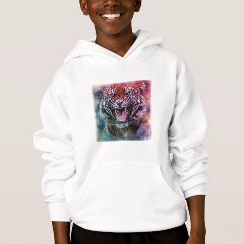 Beautiful Growling Bengal Tiger Face Photo Hoodie