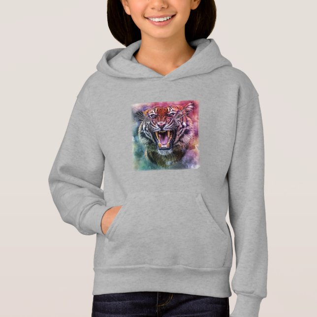 Beautiful Growling Bengal Tiger Face Photo Hoodie (Front)