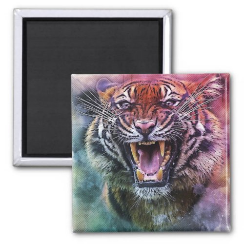 Beautiful Growling Bengal Tiger Face Photo Magnet