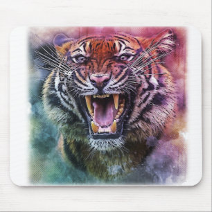 Beautiful Growling Bengal Tiger Face Photo Mouse Pad