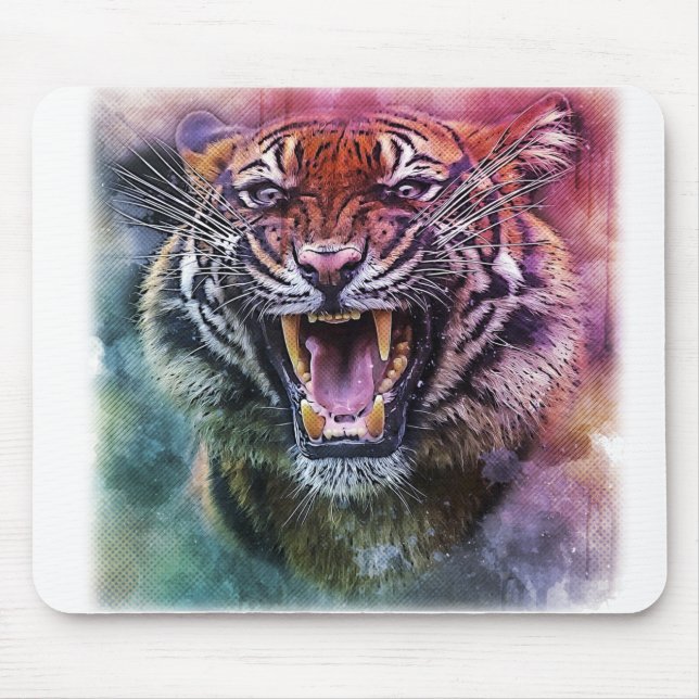 Beautiful Growling Bengal Tiger Face Photo Mouse Pad (Front)