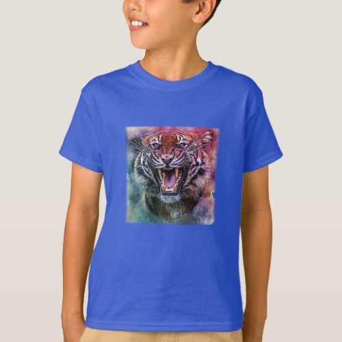 Beautiful Growling Bengal Tiger Face Photo T_Shirt