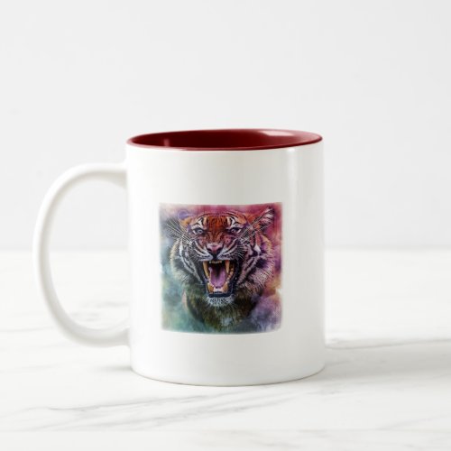 Beautiful Growling Bengal Tiger Face Photo Two_Tone Coffee Mug